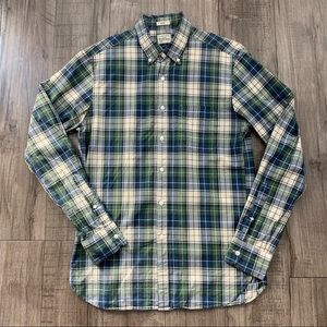 J. Crew Slim Button Down Green Blue Plaid Small